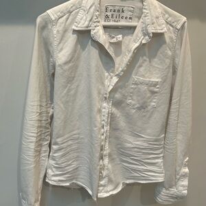 Frank and Eileen distressed, white blouse, extra small